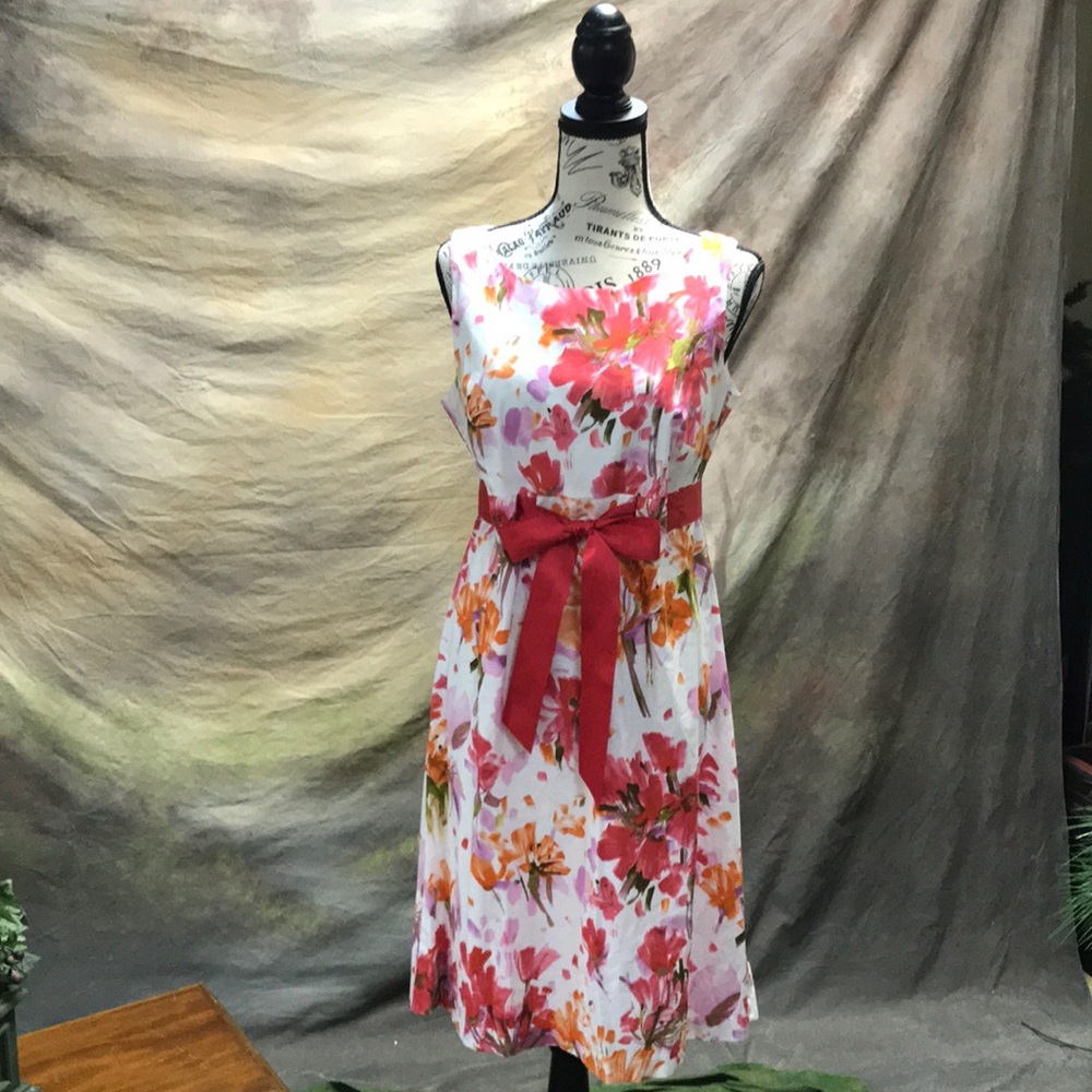 Karin Stevens Dress with ribbon tie belt/Size 10